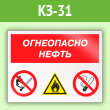 Знак «Огнеопасно нефть», КЗ-31 (пленка, 400х300 мм)